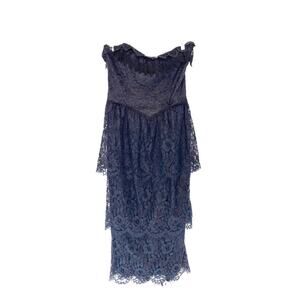 Jessica McClintock Vintage Black Lace Gothic Witchy‎ Tiered Midi Dress Size 12